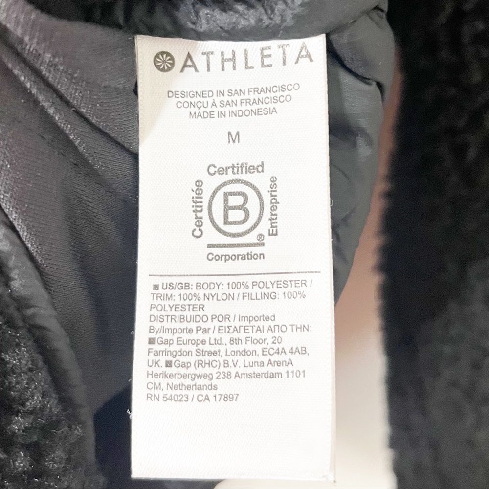 Athleta Cozy Sherpa Snap Sweatshirt Black Size Medium - Picture 14 of 14